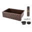33" Hammered Copper Kitchen Apron Single Basin Sink w/ Barrel Strap Design with Matching Drain and Accessories