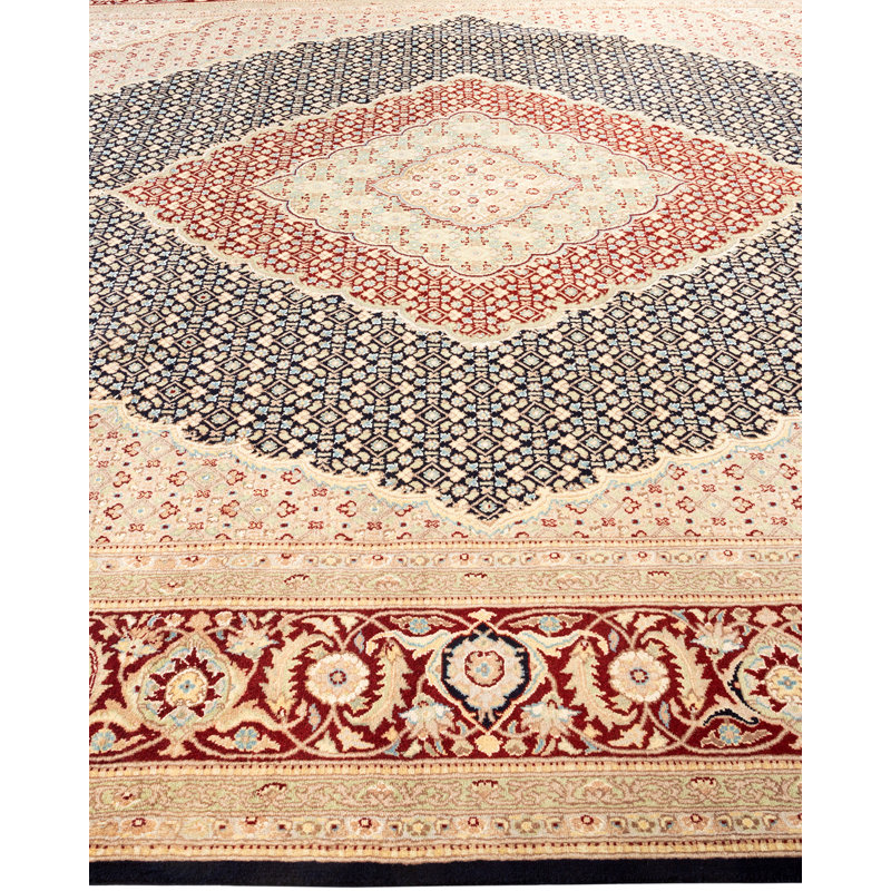 Hayner One-of-a-Kind Hand-Knotted New Age 9'1" x 12'5" Wool Area Rug in Blue/Ivory/Red