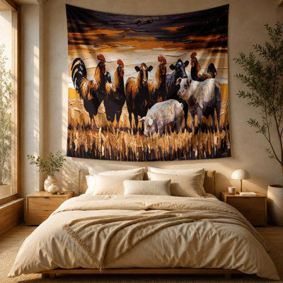 Tapisserie murale «Thanksgiving Farm silhouettes»