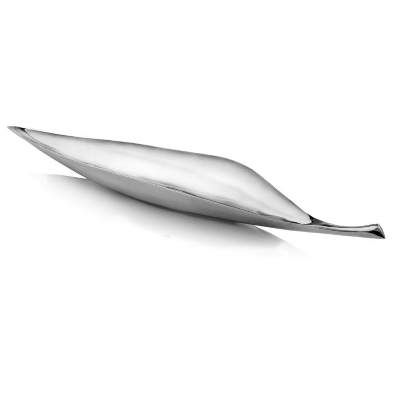 Bol en forme de feuille en aluminium argenté 36 po Brimbell