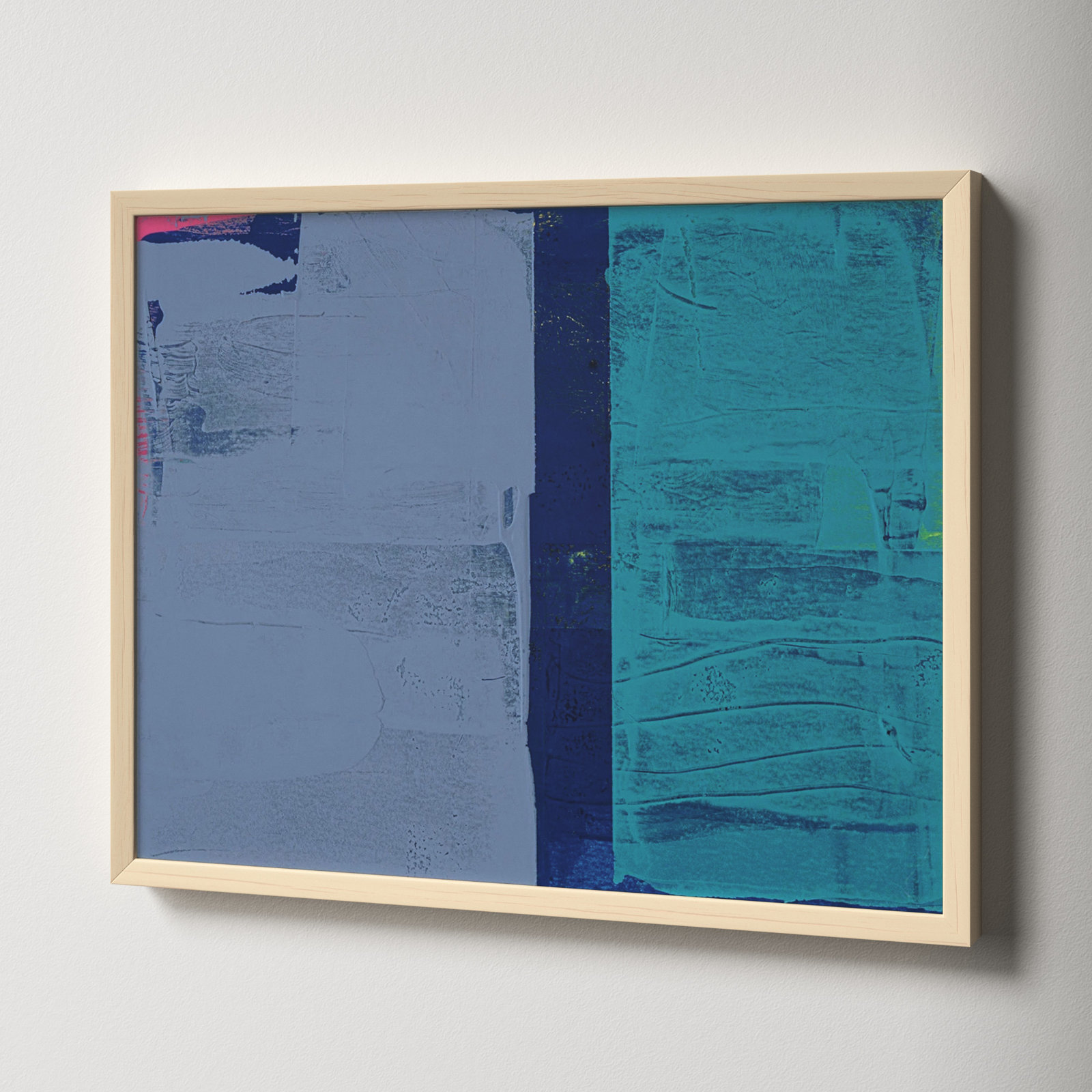 Bold In Blue 2 by Andrea Stokes, Brown Framed, 40" H x 50" W x 1.25" D