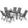 Rectangular 6 - Person Patio Dining Table Set - Extendable Metal Table, 6 Folding Chair (Set of 7)