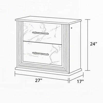 Nightstand - Marble-Inspired Drawer Fronts, LED Side Lighting, and Metallic Trim for Glamorous and Practical Bedside Storage