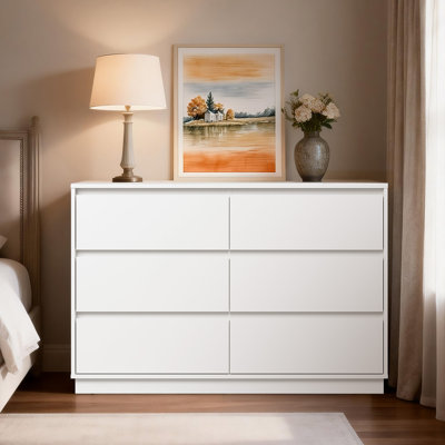 47" Wide 6 Drawer Dresser For Bedroom With Charging Station by Lark Manor