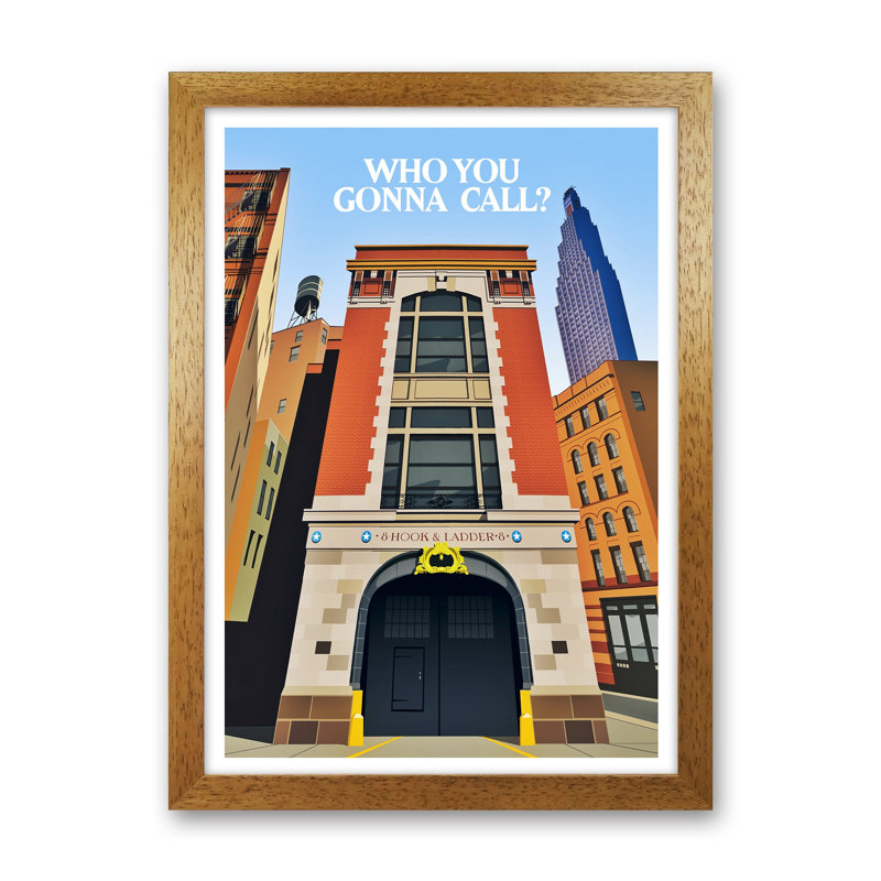Ghostbusters Day by Richard O'Neill - Print, Brown Framed, 34cm H x 25cm W x 3cm D