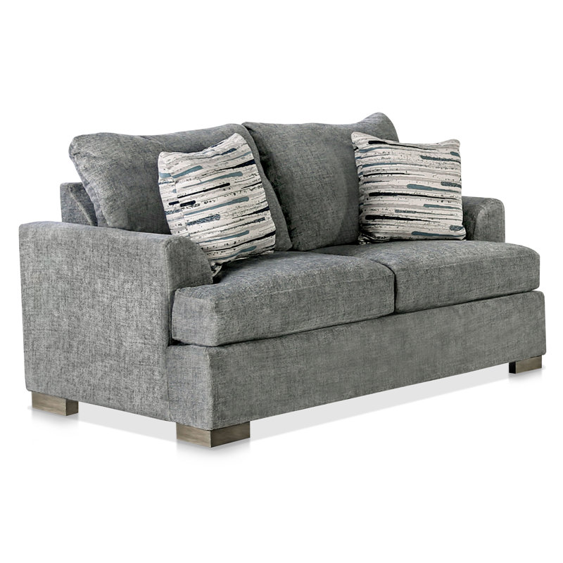 Causeuse à accoudoirs évasés 67 po Ayrah, 100 % polyester gris