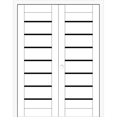Domino 01 - Double porte intérieure intérieure stratifiée blanc doux pré-suspendu 72 po x 84 po