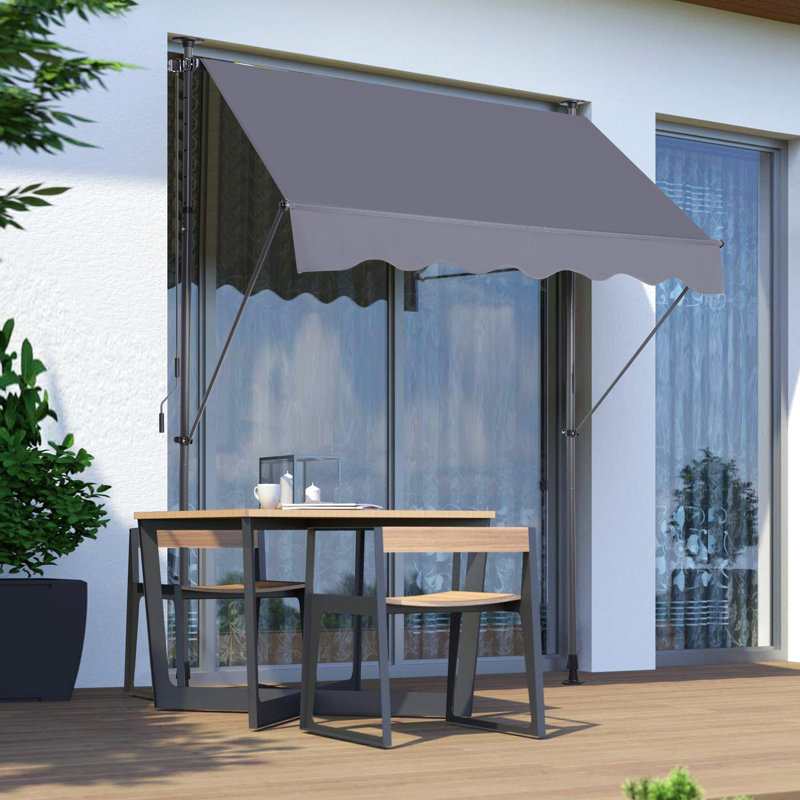 Auvent de soleil - 78 po x 47 po avec abat-jour rétractable manuel en tissu 78 po pour l'extérieur