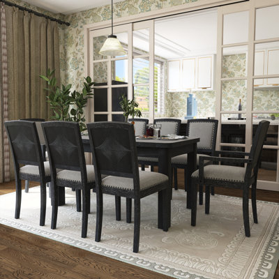 9-Piece Extendable Wood Top Dining Table Set