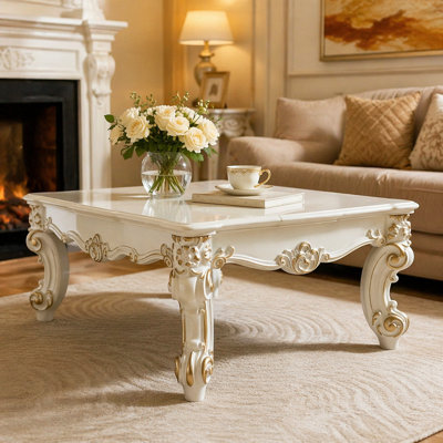 Table basse avec pieds à volutes Pearl