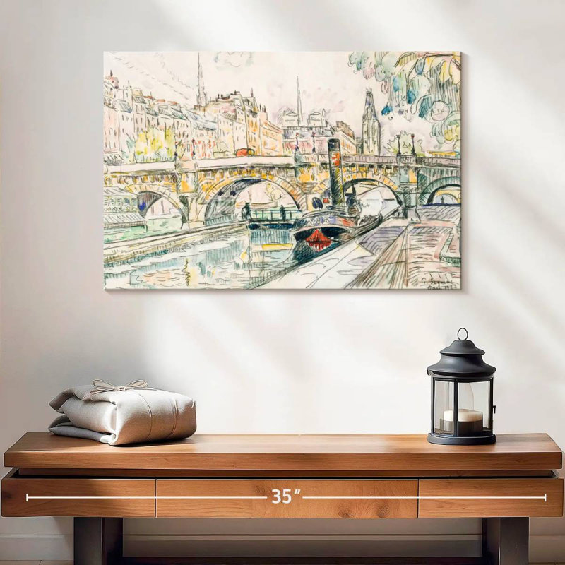 Remorqueur au Pont Neuf Paris, H 16 po x l 24 po