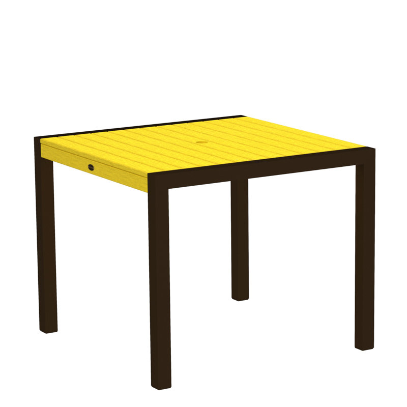 POLYWOOD MOD Dining Table, Lemon, Textured Bronze, 35.18" W x 35.18" D