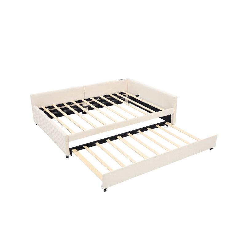 Lit de jour moderne en velours multifonctionnel avec couchette, grille coulissante en losange, pour la chambre à coucher, décoration tapissier sans sommier requis, chambre d'amis, structure en métal