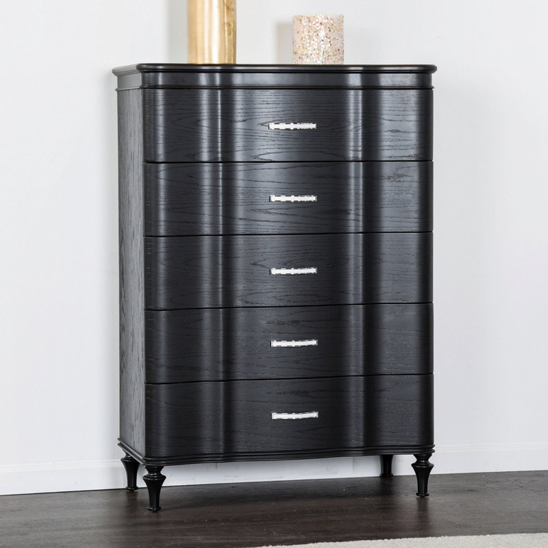 Commode avec pieds en bois, tiroir pour chambre à coucher, Noir