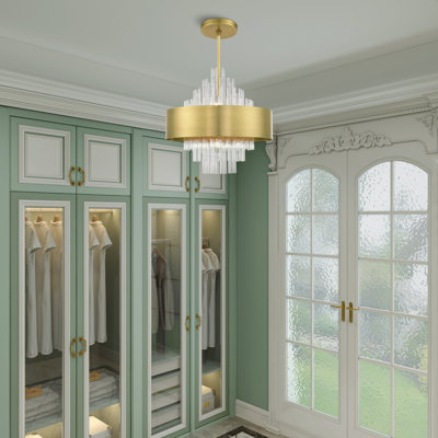 8 - Light Stainless Steel Drum Chandelier