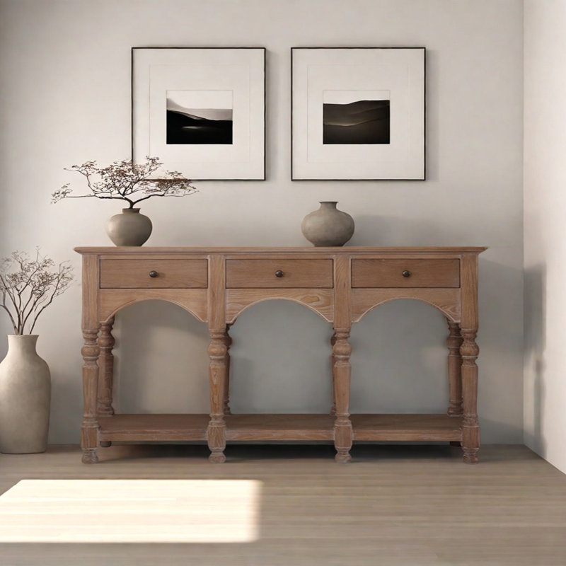 Console champêtre rétro, H 35,43 po x l 62,99 po x P 13,78 po