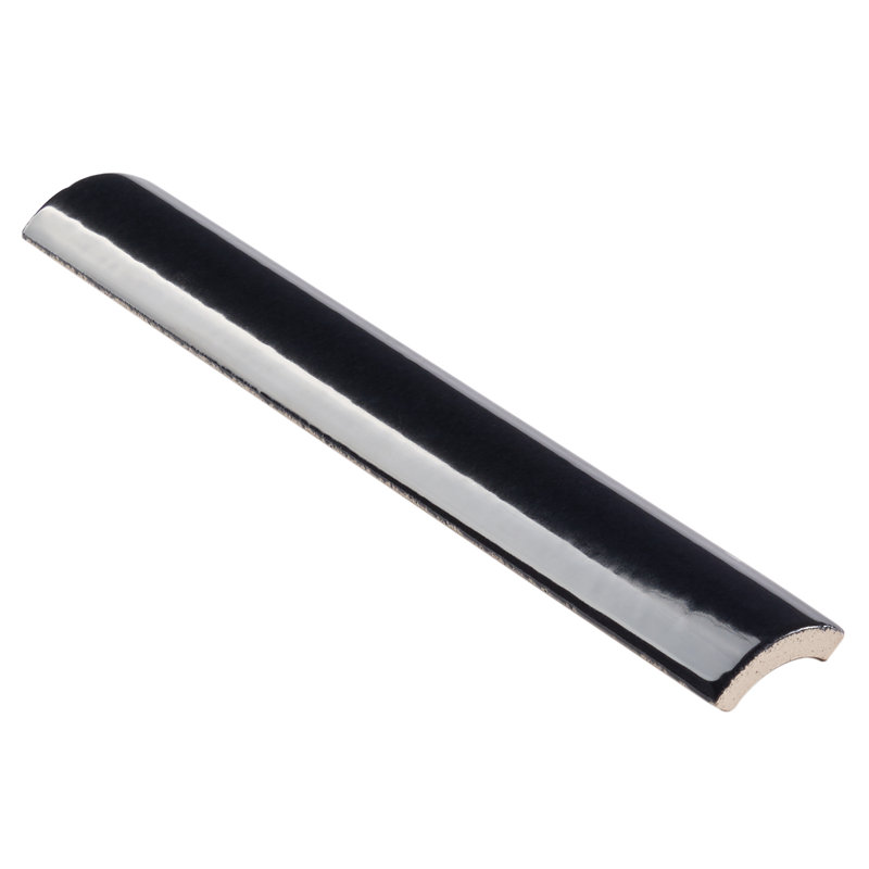Remington 1.18 in. x 7.87 in. Polished Porcelain Wall 1/4 Round Bullnose Tile, Black