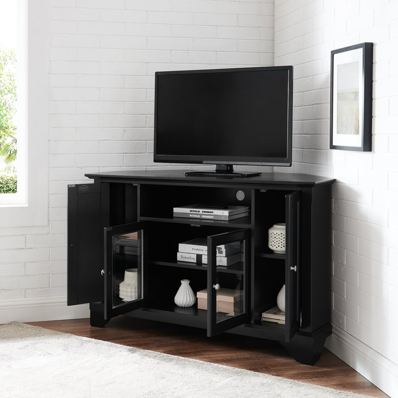 Hedon Unfinished Corner TV Stand for TVs up to 52, Black