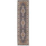 Hand-Knotted High-Quality Dark Blue and Cream Runner