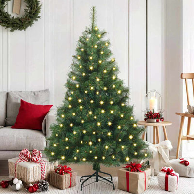 Artificial Christmas Tree with 150 LEDs Green PE and PVC