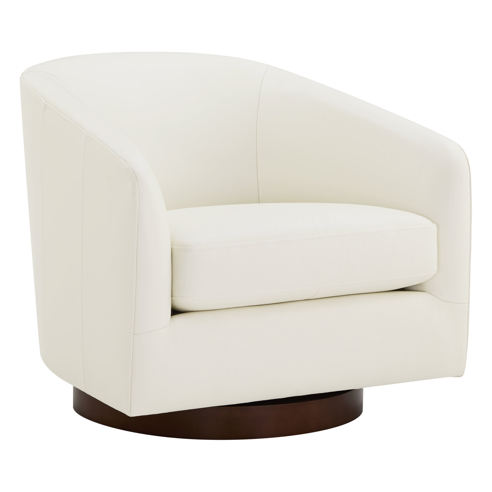 Bennett Genuine Leather Swivel Barrel Chair, Beige