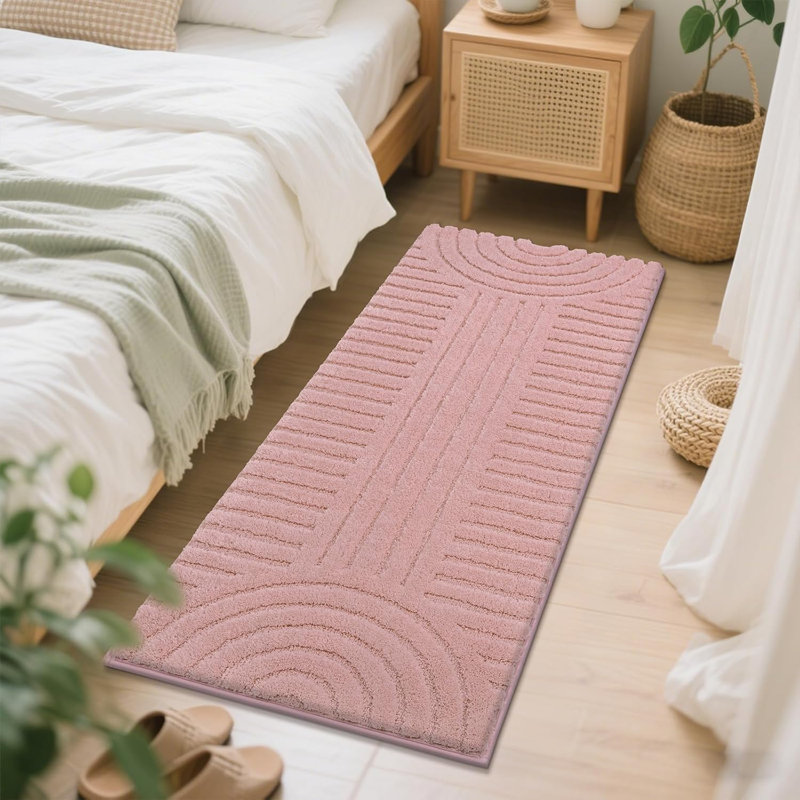 Non Slip Soft Absorbent Bath Mat, 60" L x 24" W, Pink