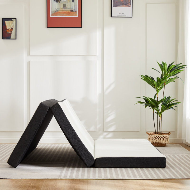 Alwyn Home Portable Tri Folding Medium Gel Memory Foam Mattress, Queen, 3"
