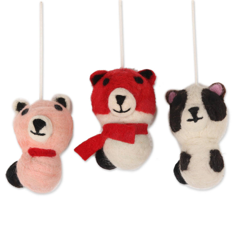 Ensemble d’ornements en laine de noël en laine de noël cloche de noël 3 pièces