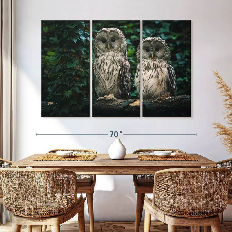 Owls On A Branch, 42" H x 65" W