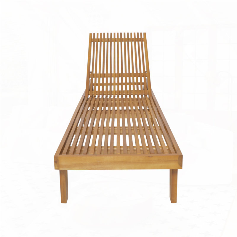 Chaise longue de patio en bois massif, Teck