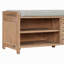 Banc à chaussures avec rangement et coussin, banc de rangement à volets vieillis avec charme rétro pour le salon, vestibule (blanc délavé)-129474249-129474250