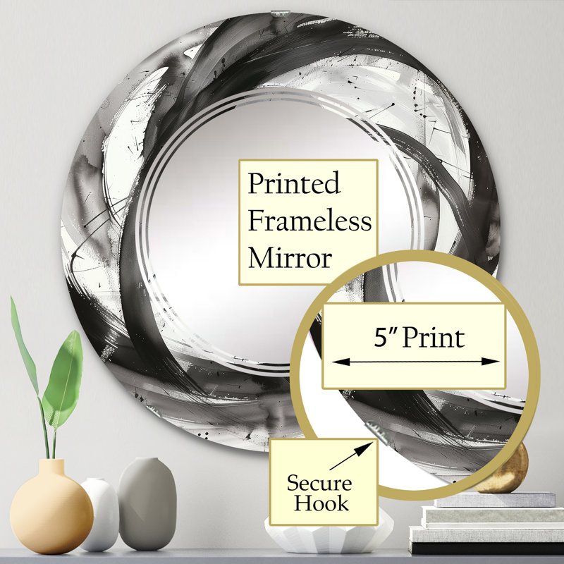 Black and White Minimalistic - Abstract Wall Mirror, 23.6" H x 23.6" W