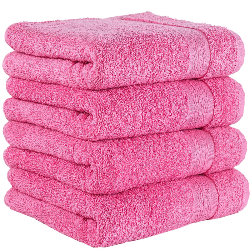 4-Pack Quick-Dry 100% Turkish Cotton Hand Towel Set for Bathroom, 16x30 Inches, Pink