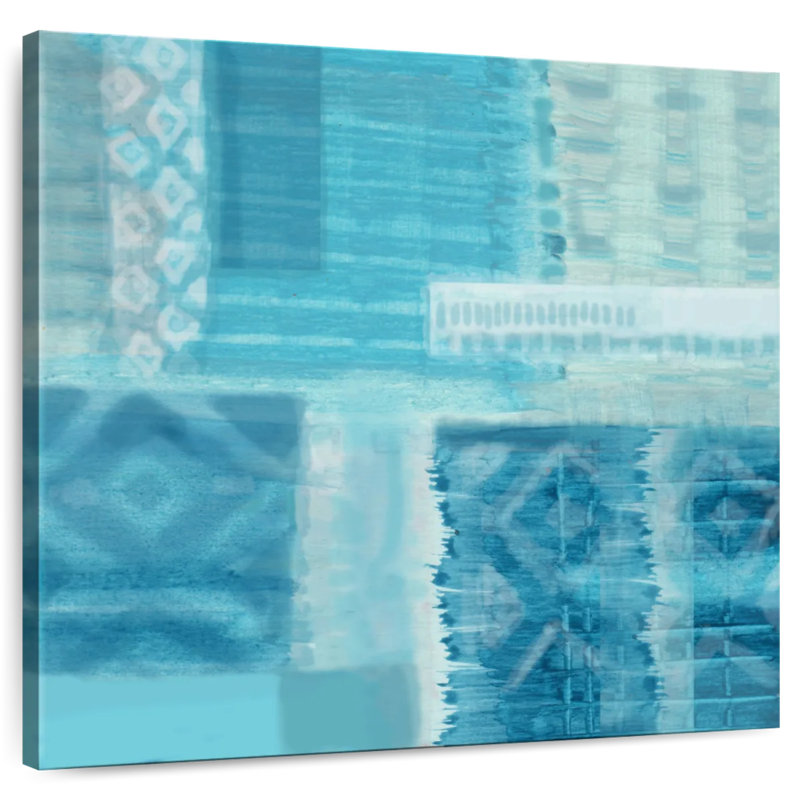 Teinture abstraite indigo Tie Dye, H 33 po x l 33 po