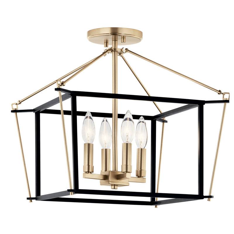 Semi Flush Mount, Bronze, 14" H x 16" W x 16" D