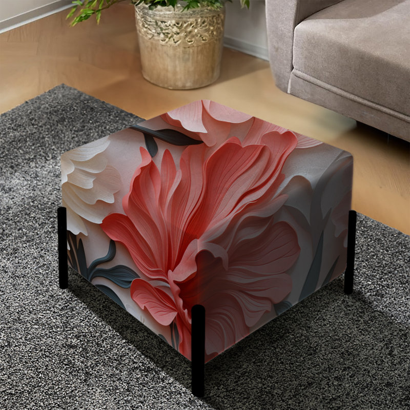 Motif discret corail tropical I - repose-pieds carré tropical
