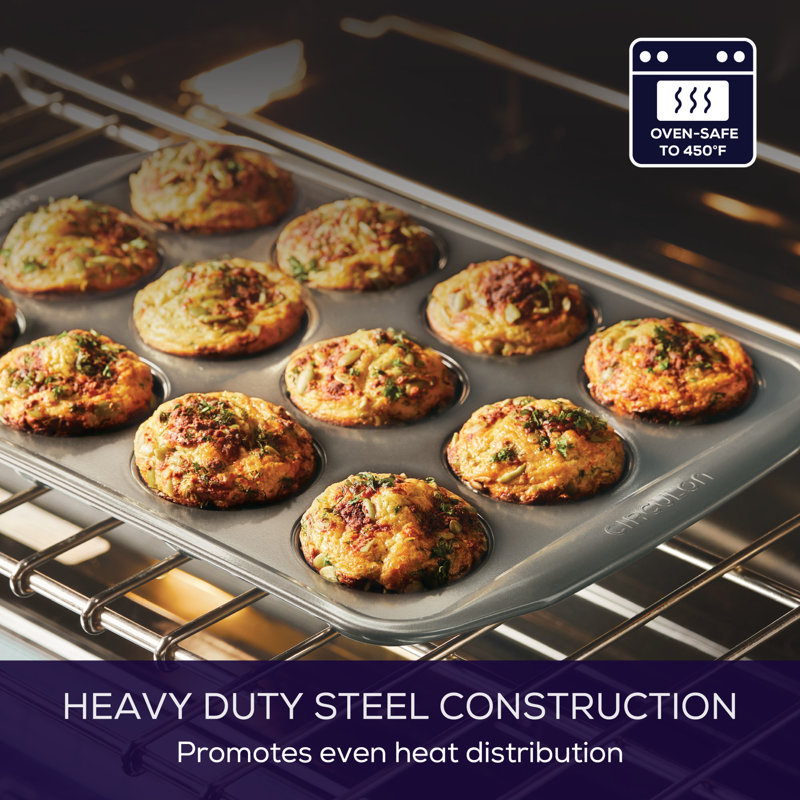 Circulon Bakeware Nonstick Muffin / Cupcake Pan, 1" H x 10.25" W x 15.47" D, Gray