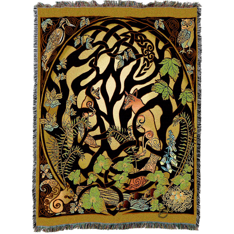 Jeté en coton Pure Country Weavers, Renard des bois et animaux de la forêt celtique