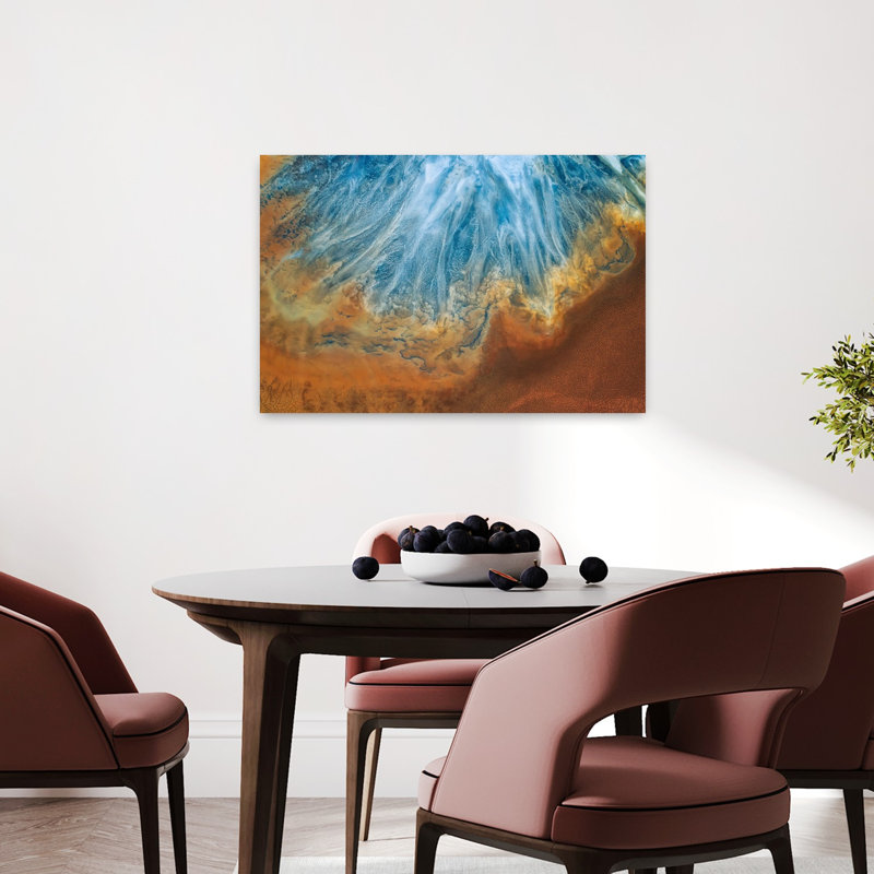 Abstract River Delta Abstract Vibrant Contemporary Landscape Nature Wall Art Print 1 Piece Wrapped Canvas Wall Art