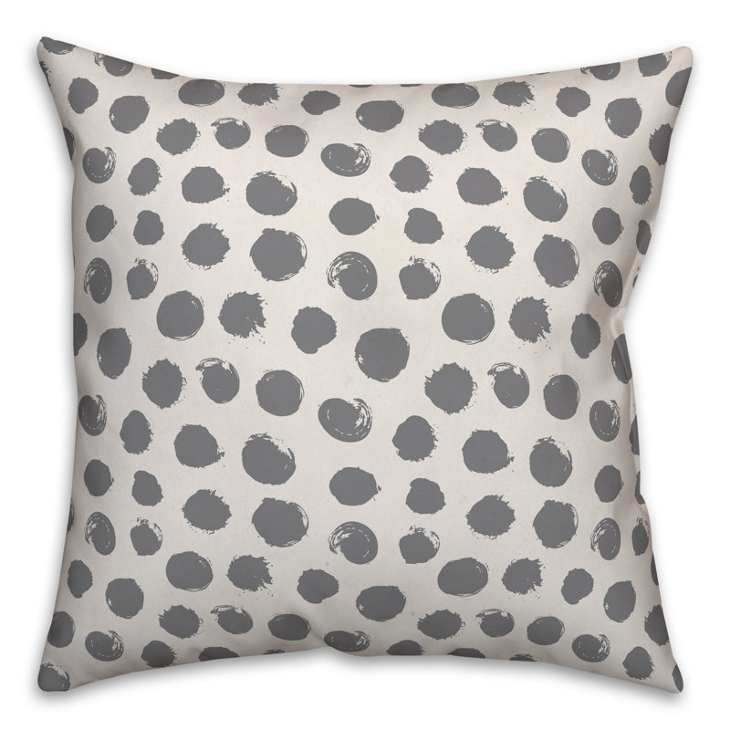 Polka Dots Reversible Throw Pillow, White/Gray Polka Dots 1, 20" x 20"