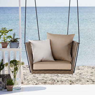 Balancelle en rotin avec coussin kaki