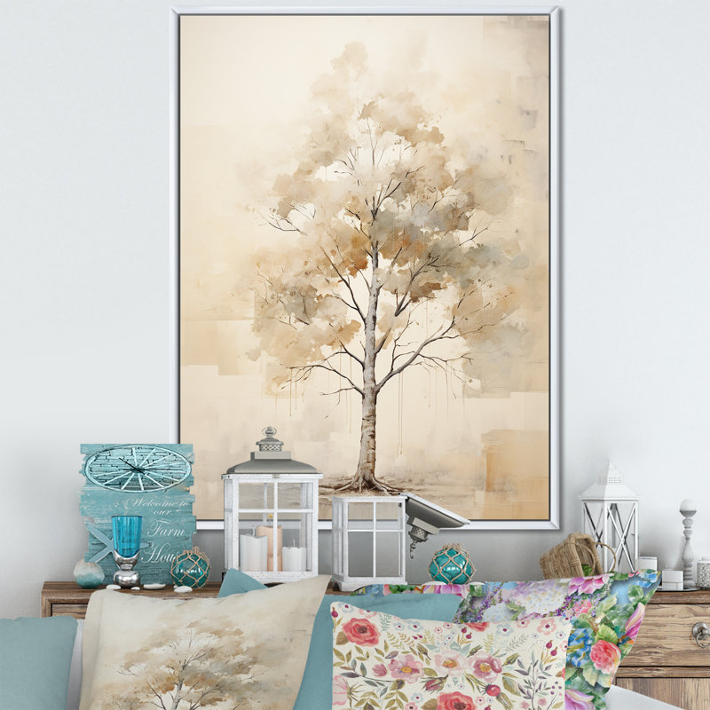 Minimalisme, érable beige, Melody II, H 44 po x l 34 po x P 1,5 po, Cadre flottant blanc