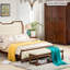 Long banc de rangement en cuir blanc