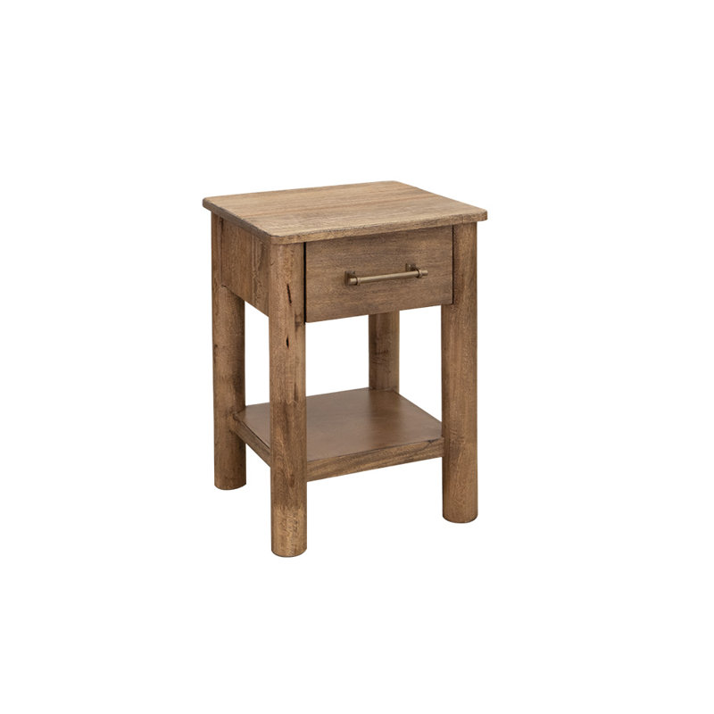 Quinn Solid Wood End Table with Storage, 25.5" H x 17.75" W x 17.75" D