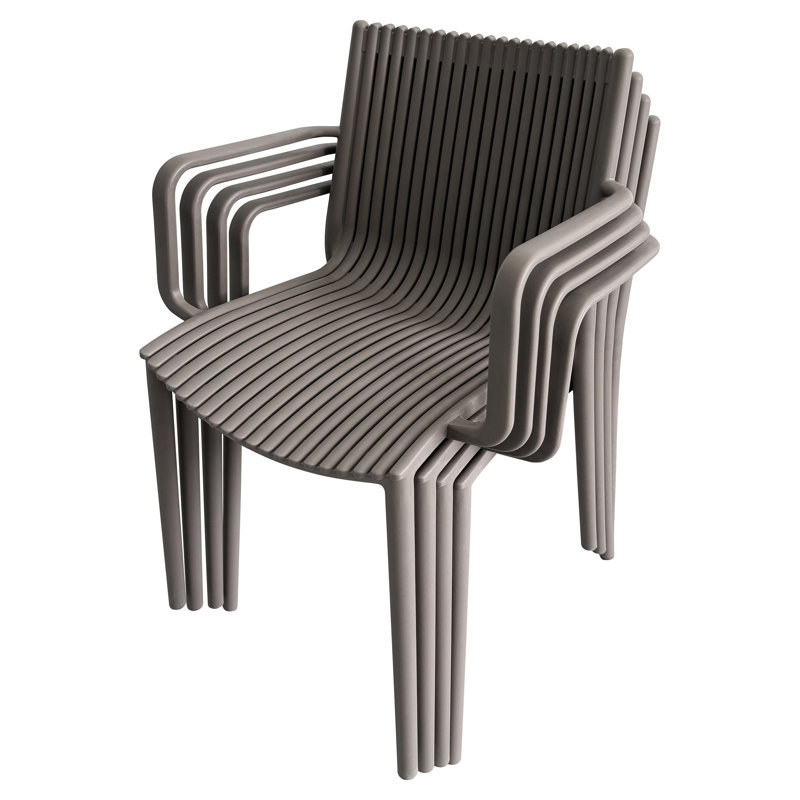 Modern 4Pcs Warm Grey Stackable Armchairs For Indoor/Outdoor, Ergonomic Design, High-Grade Pp, -, , Lightweight, , No Assembly, Great Pop-Up Social Events Grey, 4Pcs, Plastic Armchairs, All-Weather