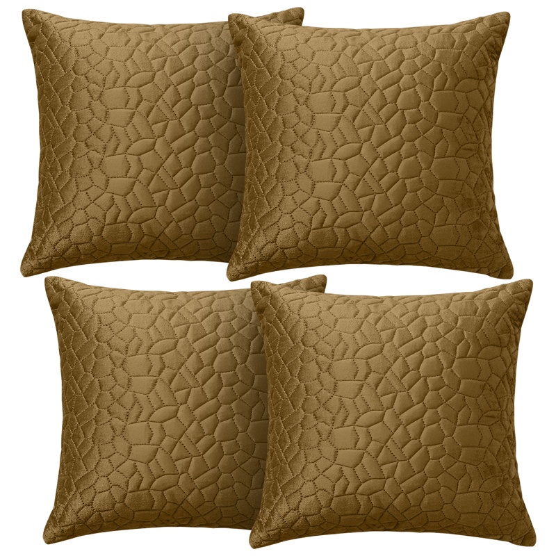 Aspire Homeware Geometric Square Velvet Cushion Covers, Rust, Pack of 4