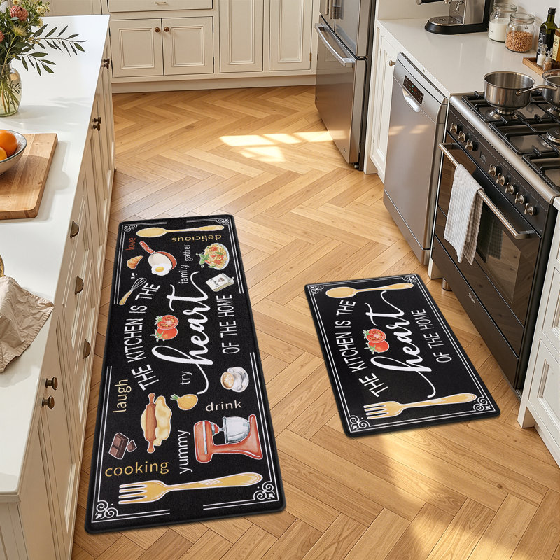 Farmhouse Anti-fatigue Kitchen Mats (Set of 2), Black