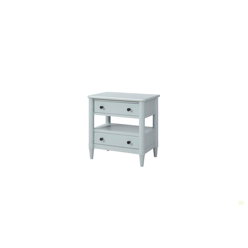 Table de chevet ouverte avec 2 tiroirs, Bleu pâle