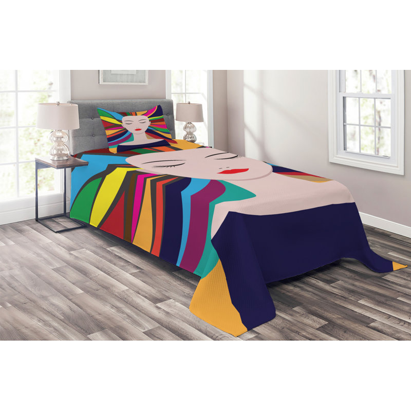 Modern & Contemporary Polyester Coverlet, Twin Bedspread + 1 Sham