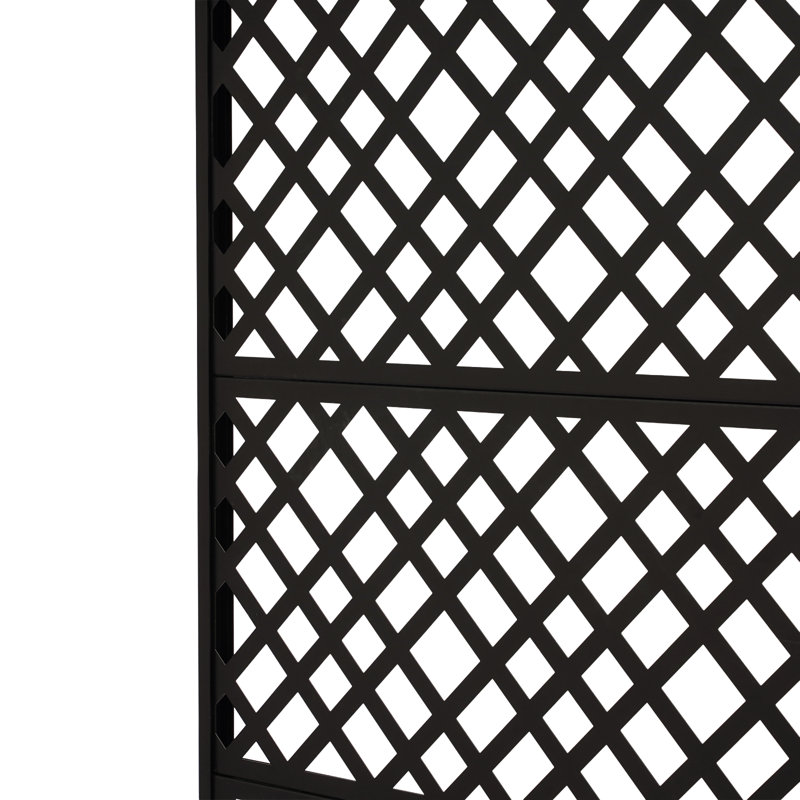 Paravent modulaire en métal, 183 cm x 89 cm, découpé au laser, pour patio et balcon, résistant à la rouille, Noir
